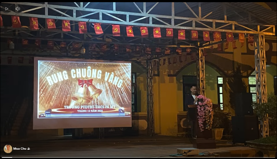 ĐC: Lò Văn Thanh ( Hiệu trưởng, bí thư chi bộ  nhà trường) Khai mạc hội thi “ Rung chuông vàng”